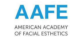 The image displays a logo with text that reads  AAFE  in bold letters above a smaller text line stating  American Academy of Facial Esthetics.  Below the text, there are stylized representations of facial features, possibly indicating the focus on aesthetics and beauty treatments related to facial care.
