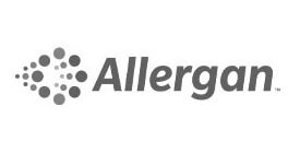The image shows a logo with the word  ALLEGRAN  in uppercase letters, followed by a graphic element resembling a stylized leaf or plant, set against a light background.